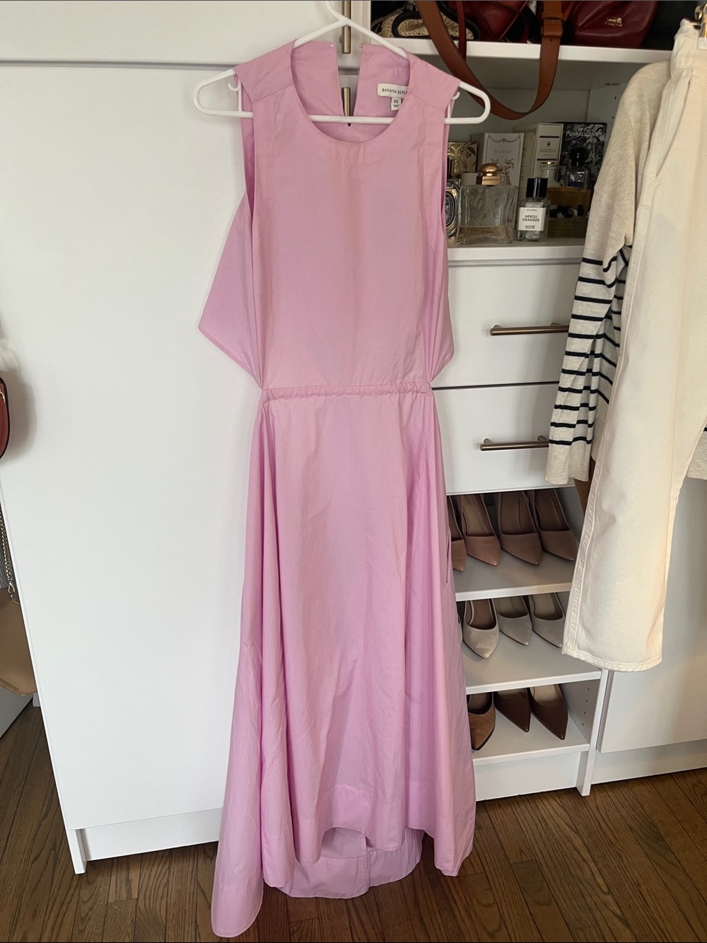Banana Republic Sleeveless Light Pink High-Low Maxi Dress